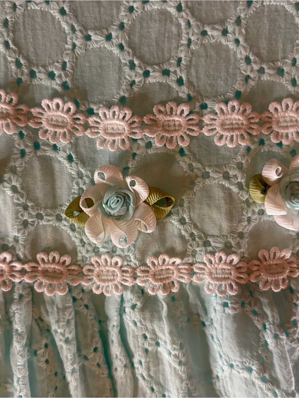 Iris & Ivy Girls 2T Mint Eyelet Rosette Flutter Sleeve Dress